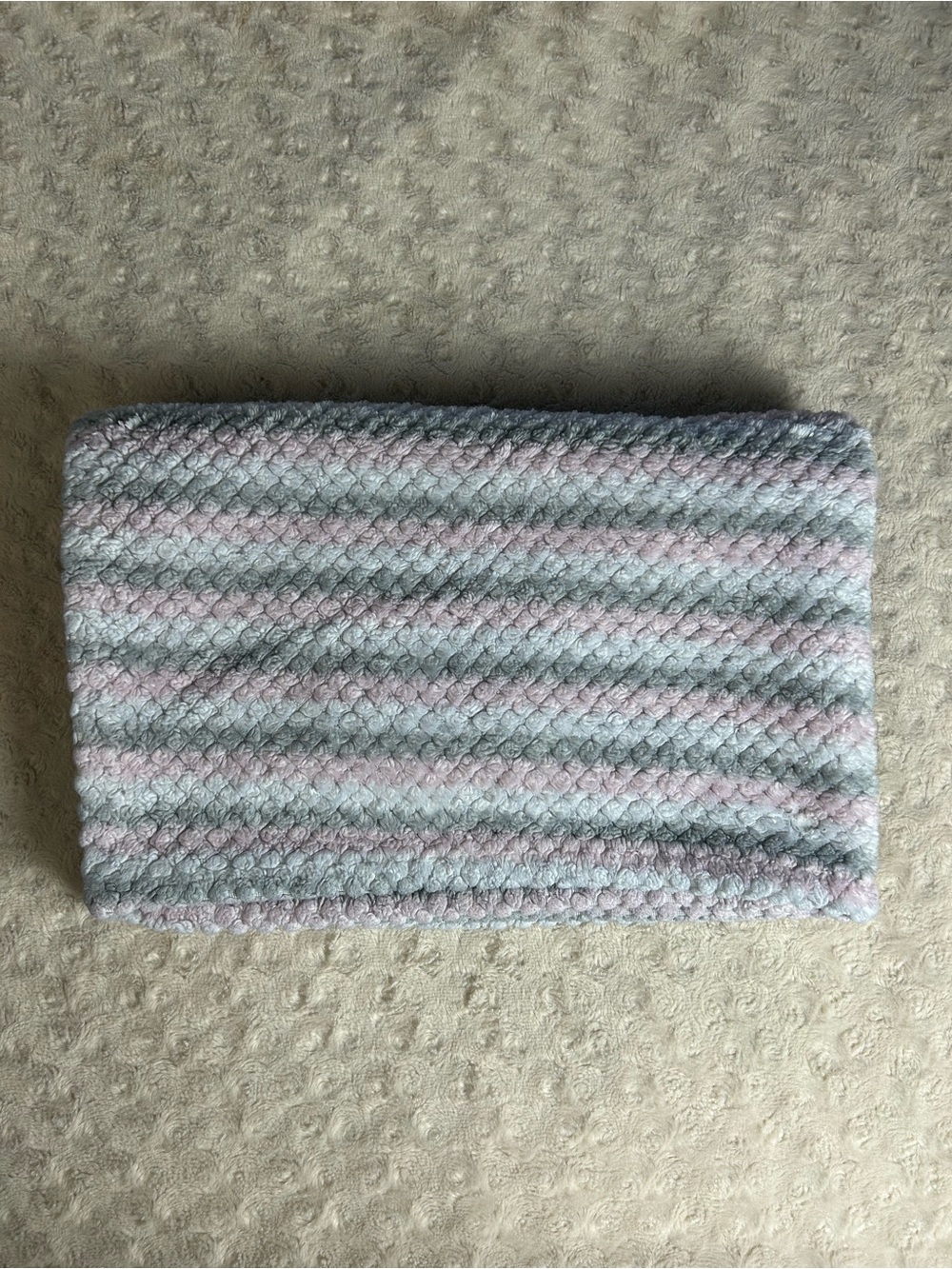 Gentle Steps Pink Gray White Stripes Baby Blanket Lovey Textured